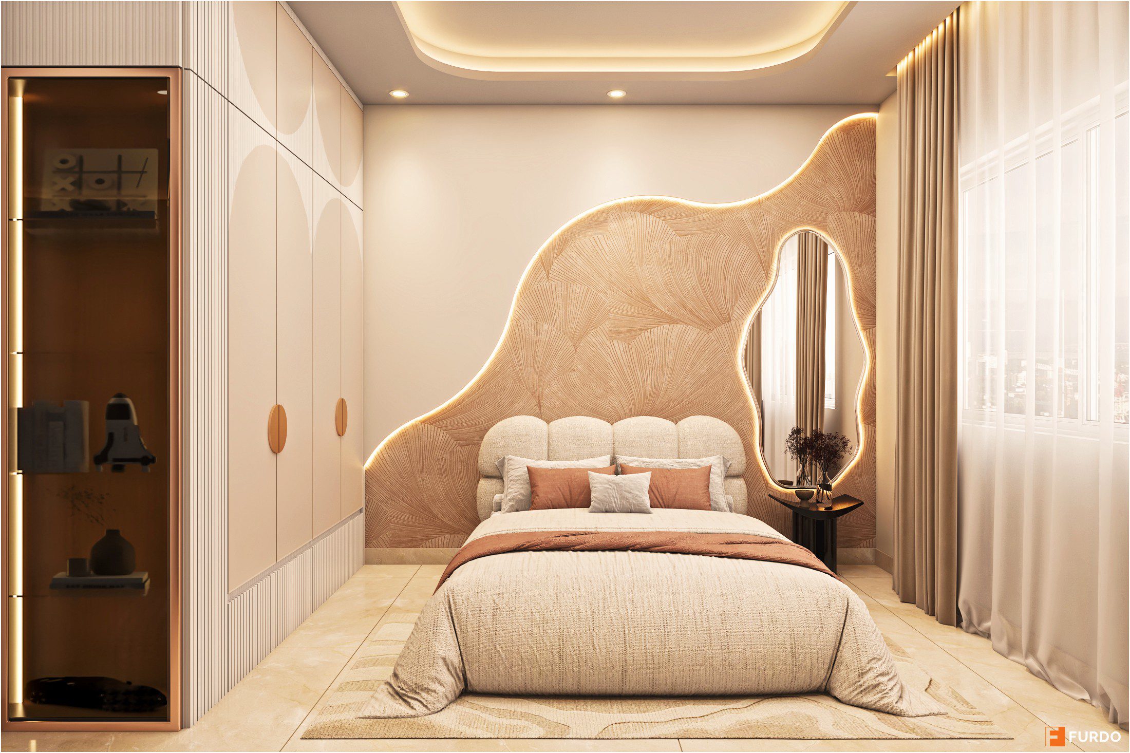 Kids bedroom with organic feature wall — Prestige City Bangalore by Furdo